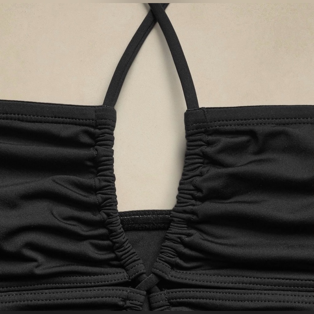🏷️ NWT Banana Republic Black Double Keyhole One Piece Swimsuit Extra Lar… - Picture 3 of 7